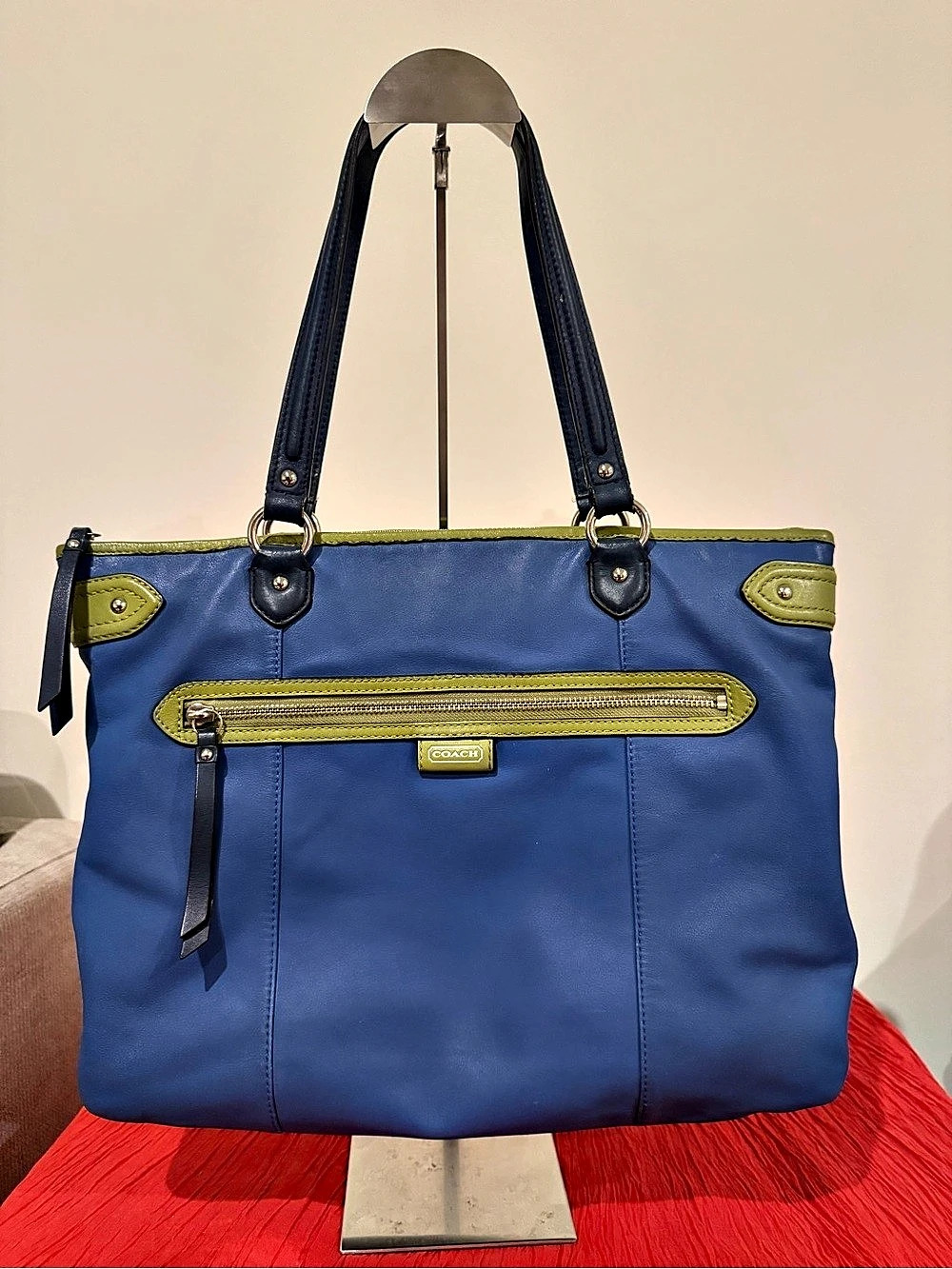 Coach Edie shoulder bag Leather Tote in Blue & Green